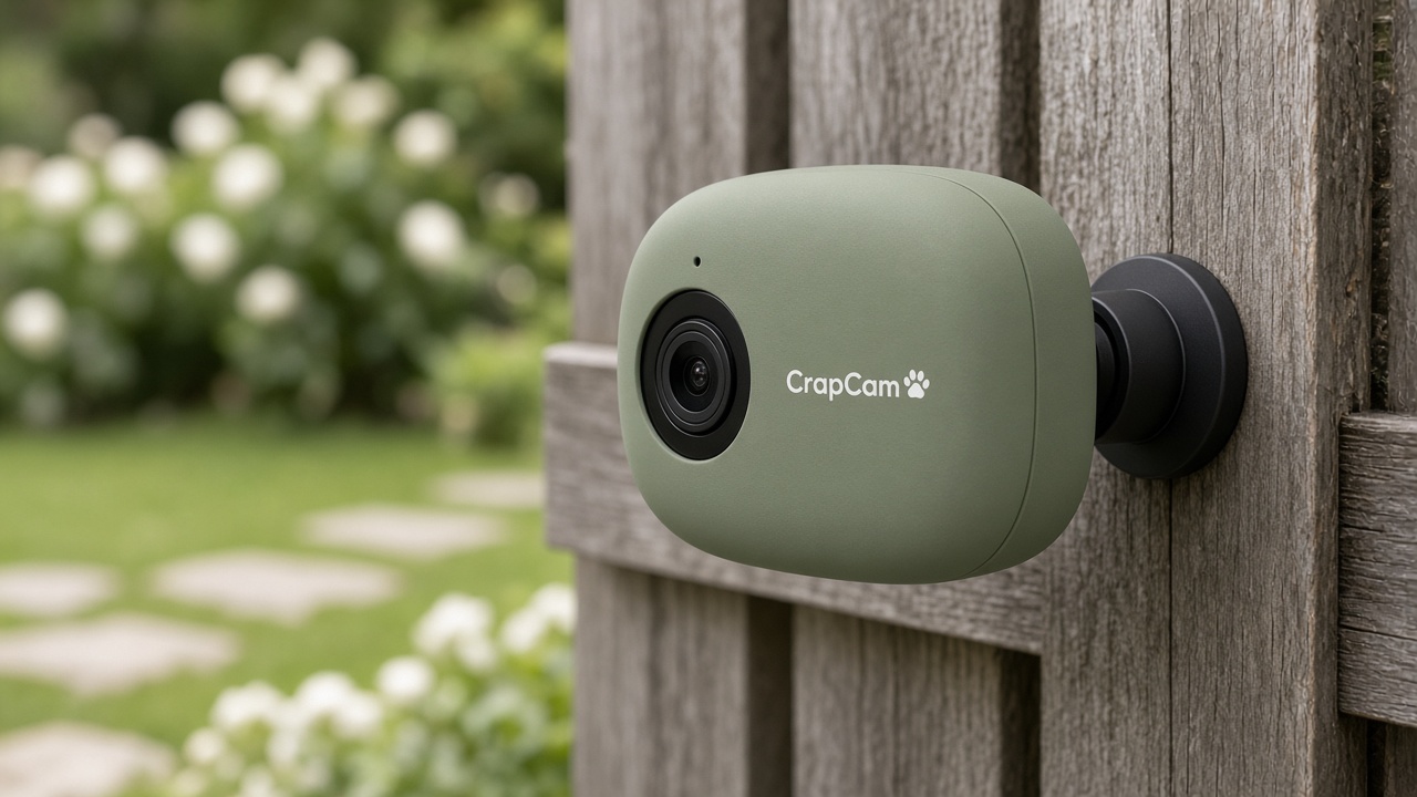 CrapCam in the sage Garden sleeve mounted on a fence